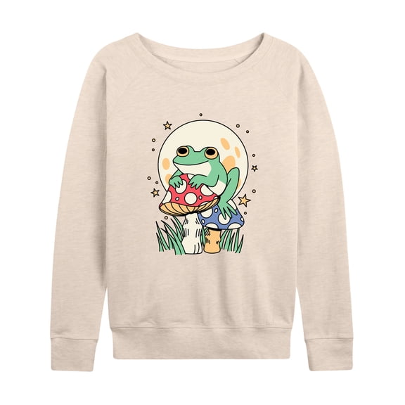 Instant Message - Frog And Mushrooms - Women's Lightweight French Terry Long Sleeve Shirt