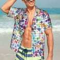 thumbnail image 7 of Pofeuu Colorful Watercolor Dots Print Hawaiian Shirt for Men Sleeves Casual Button Down Summer Beach Dress Shirts T-Shirts,Large, 7 of 7
