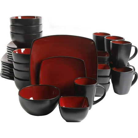 

Ceramic tablewareSoho Lounge 16-Piece Square Reactive Glaze Dinnerware Set Red