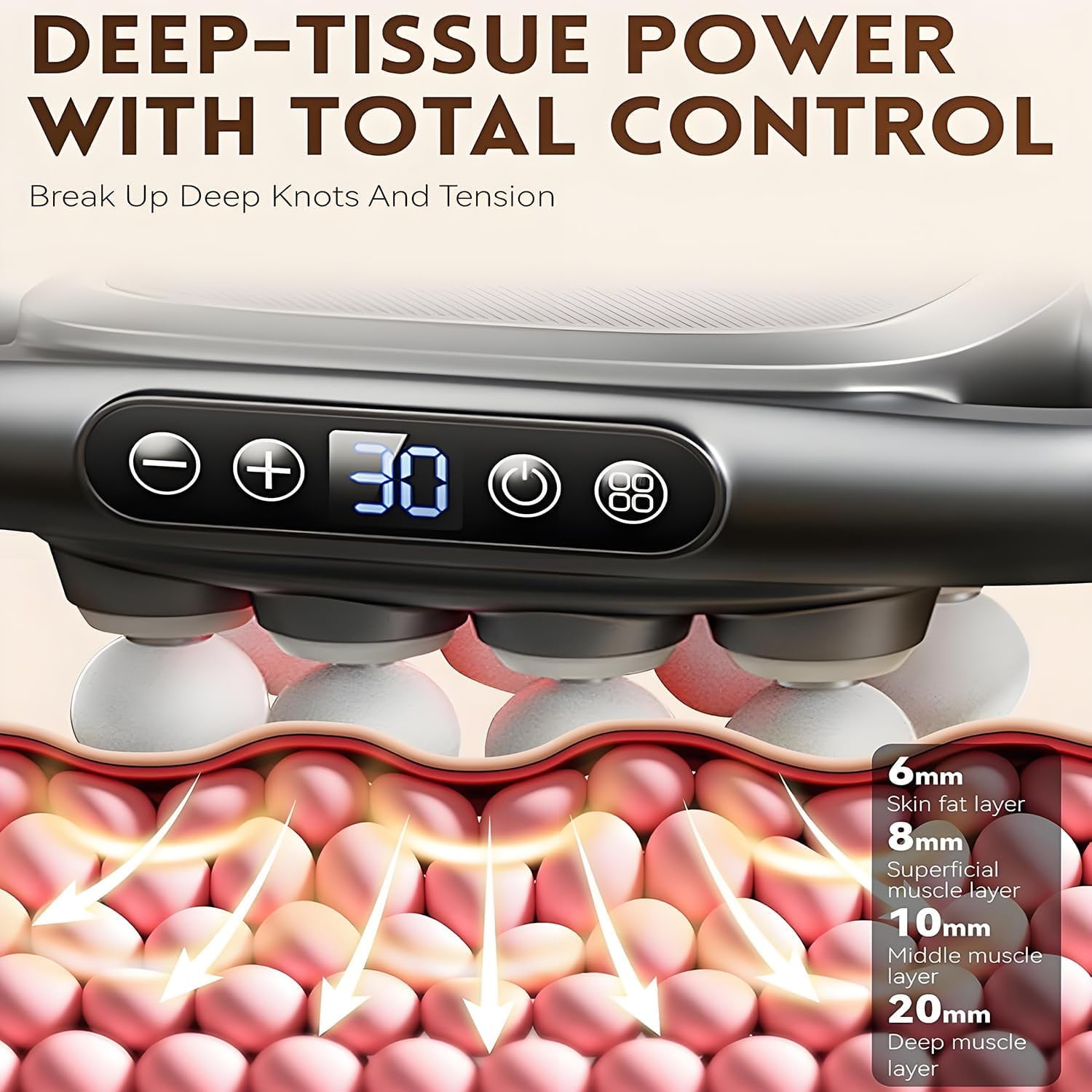 16 Head Deep Tissue Massage Gun - Portable Percussion Muscle Massager for Back Neck Shoulder Legs with Quiet Motor