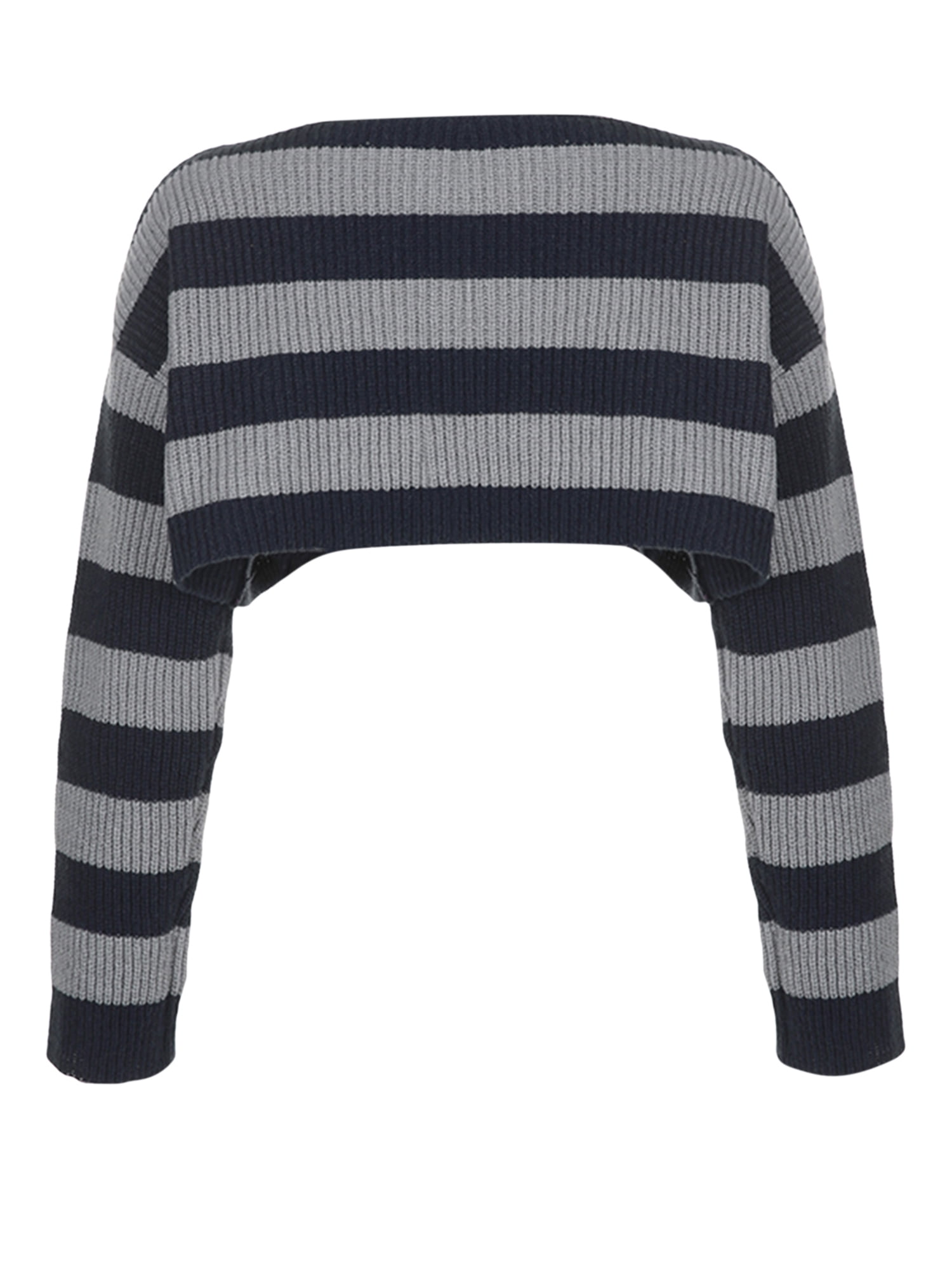 【BAON】Deimi stripe fleece crop jumper Liacowi Women Juniors Knitted Crop Sweater Long Sleeve