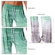 thumbnail image 5 of Pantalones Sueltos Pierna Ancha Cintura Alta Degradado Cordón Cinturón Ajustable Impresión Pantalones Casuales Verde XXL, 5 of 5