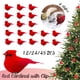 thumbnail image 2 of 12-48 piezas de mini cardenal navideño con clip, adorno para árbol de Navidad, mini pájaros falsos de plumas rojas para la decoración artística de la corona de la mesa del hogar, 2 of 5