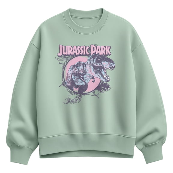 Jurassic Park - Pastel T-Rex - Women's Oversized Fleece Crew Sweatshirt