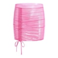 thumbnail image 3 of Kaerm Womens Shiny See Through Sheer Mini Skirt Drawstring Package Hip Design for Date Night And Club Wear Pink M, 3 of 5