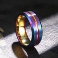 thumbnail image 1 of Rose Gold Color Brushed Deer Antler and Meteorite Rings Fashion Men Stainless Steel Rings for Men Wedding Band Jewelry Gift, 1 of 7