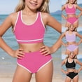 thumbnail image 2 of Swimsuit for Girls 6-7 Ruffle Hem Color Block Little Girls' Swimwear Lightweight Swimsuits Bathing Suit for Size 7-16, 2 of 6