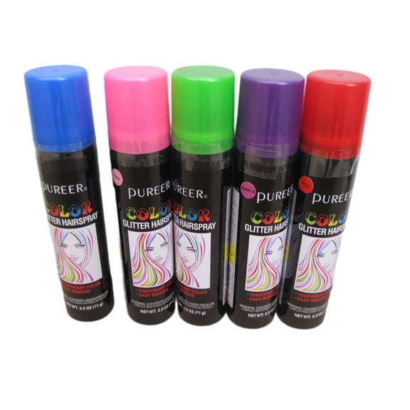 Temporary Hair Color Spray 5 Assorted Color Set Hair Coloring For Party Events, 2.5 Oz each