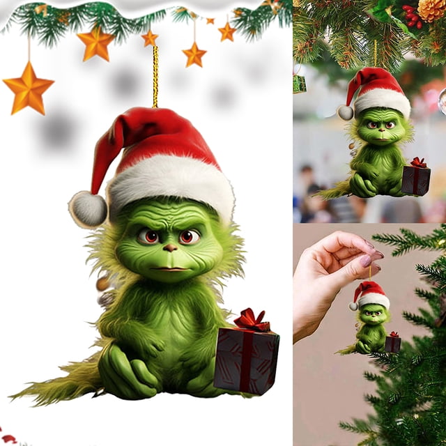 Lindos Y Divertidos Colgantes Monstruo Adorno Creativo para Navidad 8cm Fiesta Verde