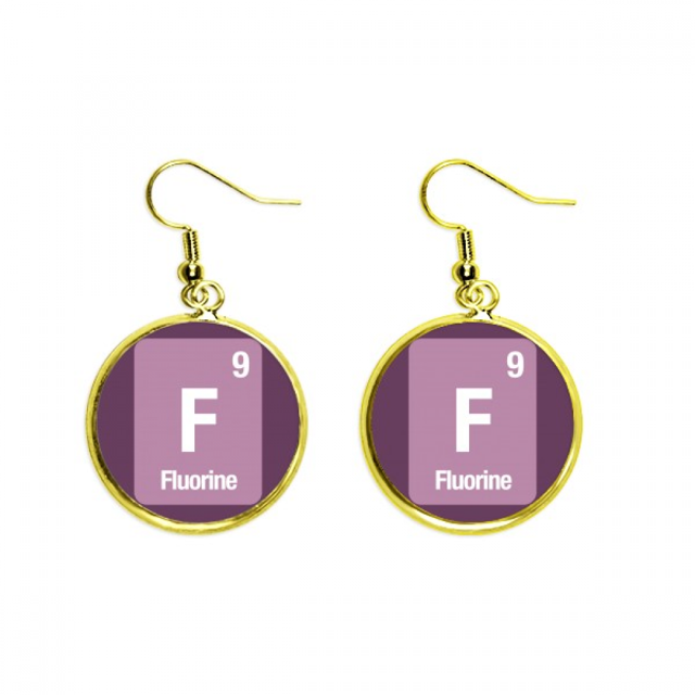 F flúor, elemento químico ciencia Ear Dangle Golden Drop Earring Jewelry Mujer Unbranded M