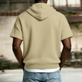 thumbnail image 4 of Hurxie Men's Short Sleeve Hoodie Workout Gym Athletic Cotton Lightweight Hooded T Shirts Sweatshirt Khaki,S, 4 of 7