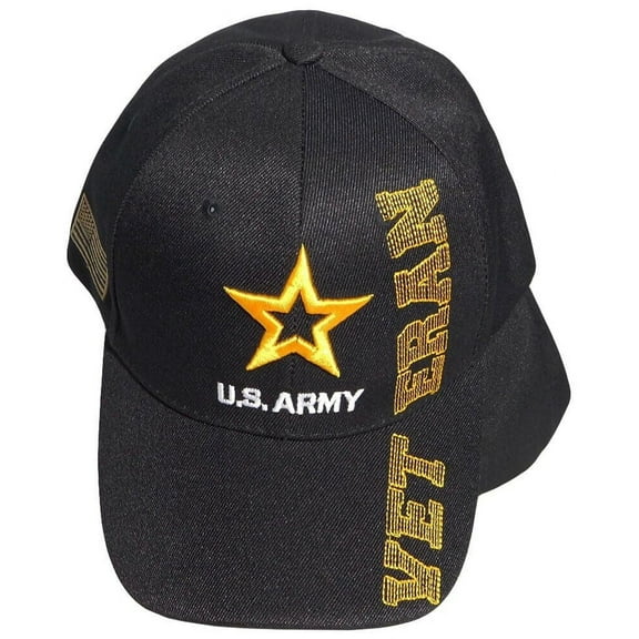 Army Star Logo With Veteran Letters Black Embroidered Cap Hat CAP491G - Licensed