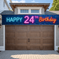 thumbnail image 7 of Neon Style Happy 24th Birthday Banner Backdrop Background Party Decoration Photography Props Birthday Party Supplies Photo Booth Decorations, 7 of 7