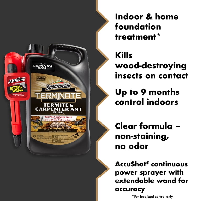 Free Shipping! Spectracide Terminate Termite & Carpenter Ant Killer with  AccuShot Sprayer 1.33 Gallons Indoor Outdoor - Walmart.com