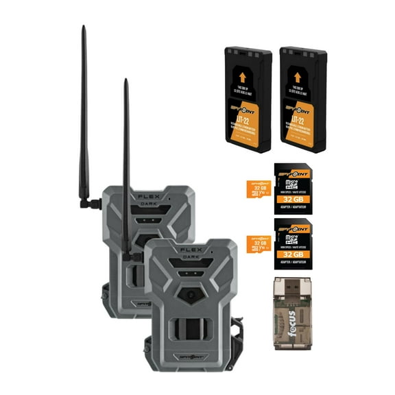 SPYPOINT FLEX DARK GPS Cellular Trail Camera 40MP 1080p Video No WiFi with Battery Pack 32GB Card (Gray, 2-Pack)