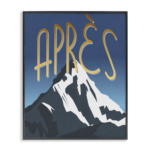 Stupell Industries Modern Apres Mountain Ski Sport Winter Landmark Blue Grey Black Framed Giclee Art, 11 x 14, by Lil' Rue