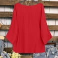 thumbnail image 6 of HongQid Plus Size 3/4 Sleeve Crinkle Cotton Tops for Women Crew Neck Oversized Blouse Casual Loose Tunic Flowy Hem, 6 of 10