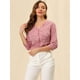 thumbnail image 3 of Top de blusa de oficina vintage con botones de manga 3/4 y lunares para mujer Rosa L, 3 of 6
