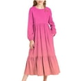 thumbnail image 2 of Zylanna Girls Long-Sleeve Tiered Maxi Dress, Gradient Colors Pockets Design Soft Spring Fall Girls' Casual Dresses Pink Size 13, 2 of 6