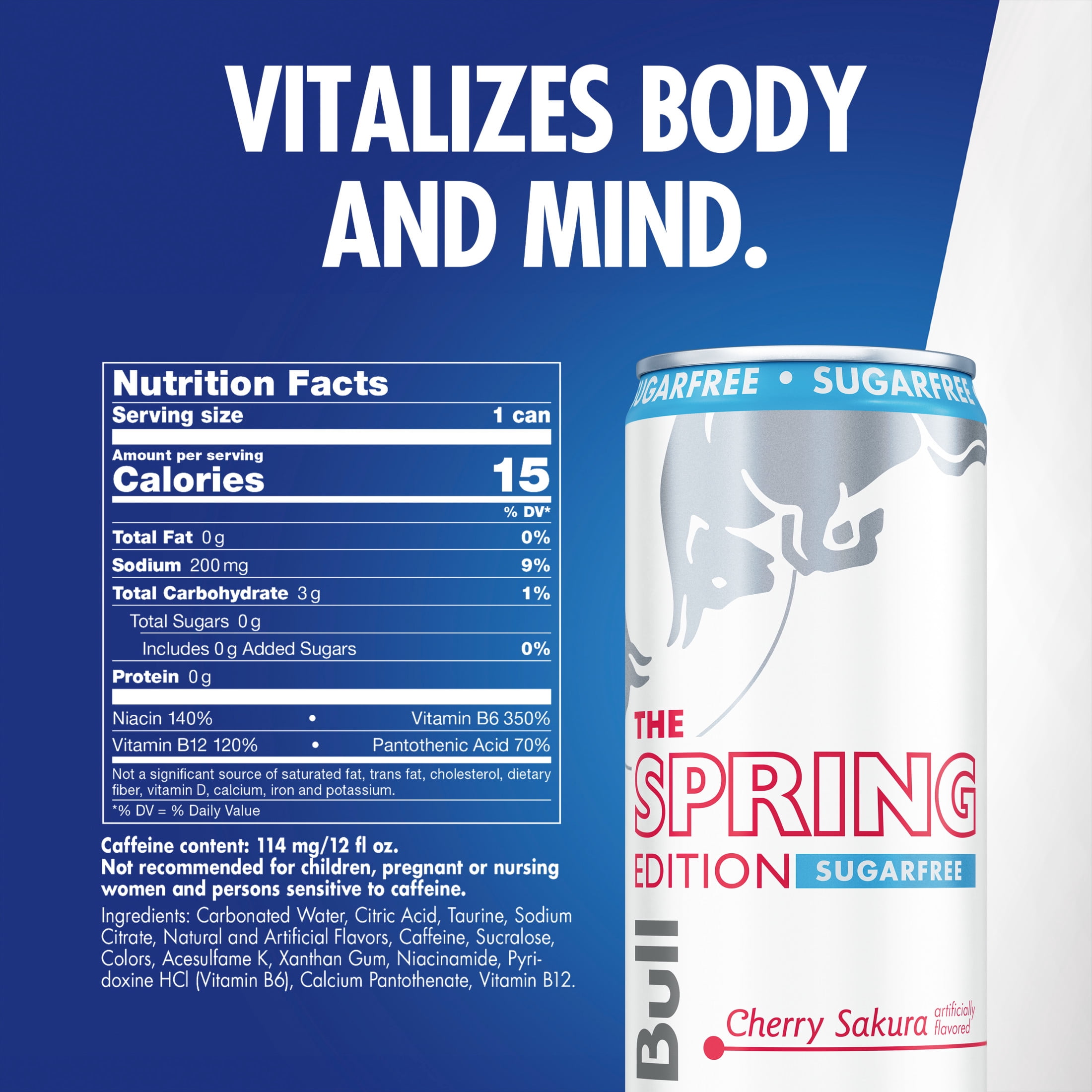 Red Bull Spring Edition Sugarfree Energy Drink,  Cherry Sakura,  12 fl. oz.,  Pack of 4