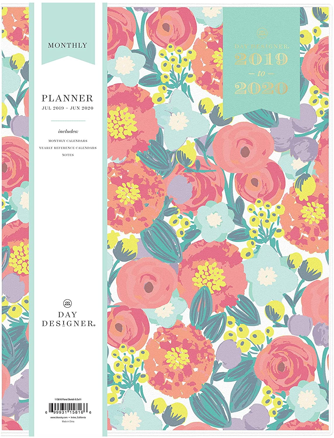 Day Designer for Blue Sky 2019-2020 Academic Year Monthly Planner ...