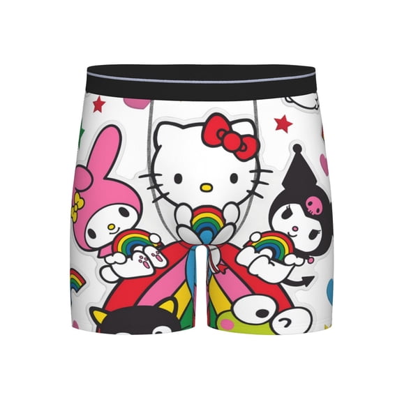 Lsque Sanrio Pattern Men's Performance Stretch Underwear, Athletic Long Leg Briefs，Moisture-Wicking-XX-Large