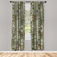 thumbnail image 2 of Ambesonne Southwestern Curtains 2 Panel Set, Pastel Nature Shapes, Pair of - 28" x 84", Pale Green Khaki, 2 of 4
