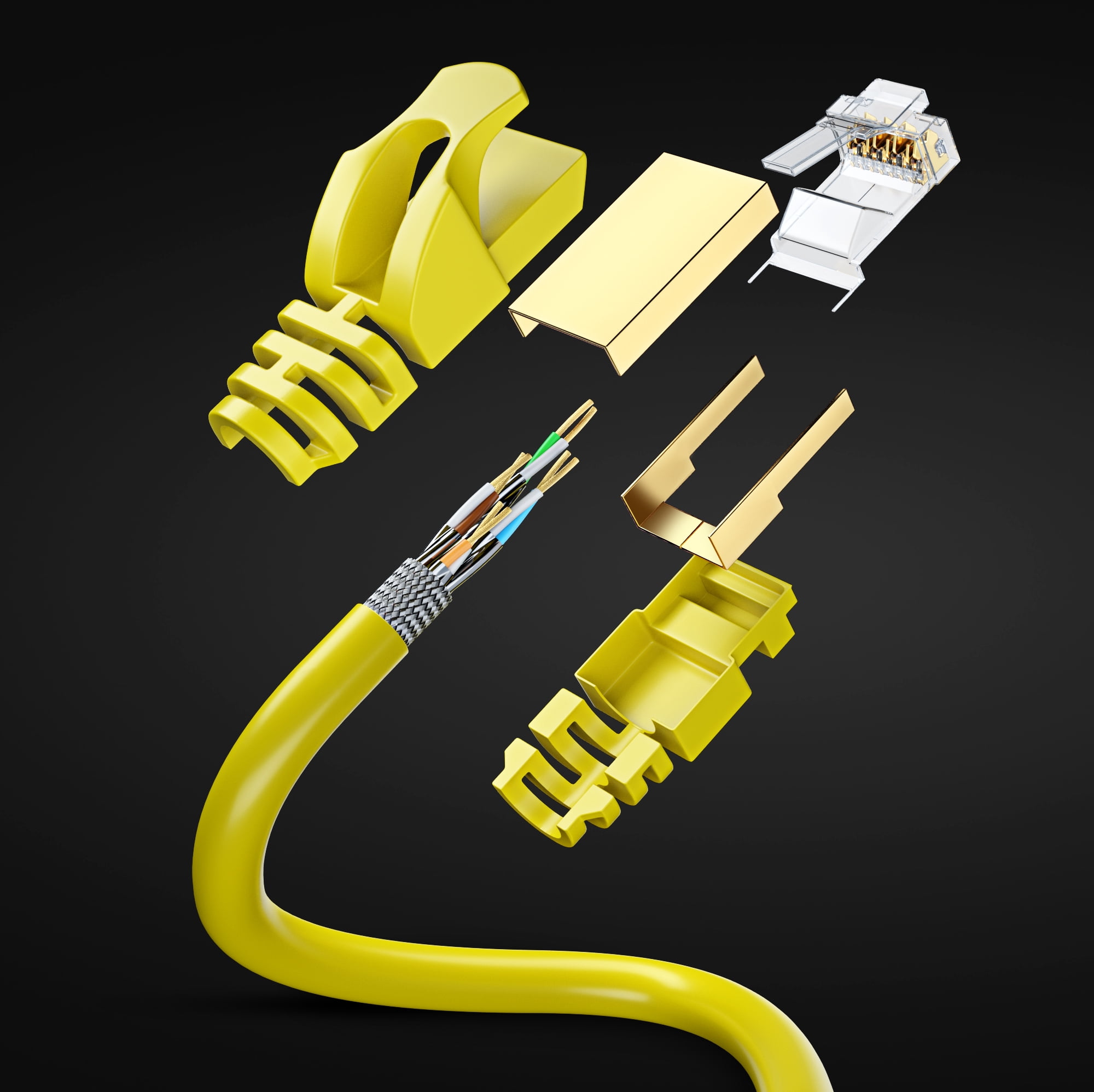 Cat 7 Ethernet Cable 100 ft - High-Speed Cat7 Internet & Network LAN Patch Cables, RJ45 Connectors - Perfect for Gaming, Streaming, and More (Yellow)