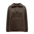 thumbnail image 3 of Generic Women's Fall Quilted Sweatshirt Casual Quarter Zip Collared Long Sleeve V Neck Pullover Tops, 3 of 7