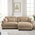 thumbnail image 3 of TUANLUO 93.7" Upholstery Sectional Sofa and Couch with Ottoman - Oversized Velvet Loveseat Tufted Couch for Living Room, Camel, 3 of 9