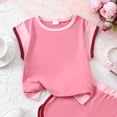 thumbnail image 3 of VUHXZWAF Summer Outfits Girls Fashion Color Block Short Sleeve Shirt and Shorts 2 Piece Set Size 7-8 Years, 3 of 3