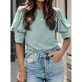 thumbnail image 4 of Weardear Womens Summer Short Sleeve Tops Elegant Crew Neck Puff Sleeve Shirts Dressy Casual Tunic Tops, 4 of 6