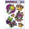 Club Pack of 72 Green, Yellow and Purple Mardi Gras Window Cling Decorations 17"