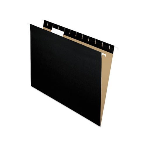 Colored Hanging Folders Letter Size, 1/5-Cut Tab, Black, 25/Box