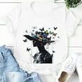thumbnail image 4 of NAMTYQX Blouses for Women Gemustert Short Sleeve Plus Size Scoop Neck Trendy Slack Printed Stretch Soft Summer Shirts for Women Black Size M, 4 of 5