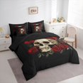 thumbnail image 3 of Homewish Gothic Skull 7-Piece Full Bedding Set - Red Floral Retro, 3 of 8