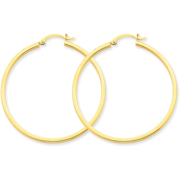 Primal Gold 14 Karat Yellow Gold 2mm Square Tube Hoop Earrings