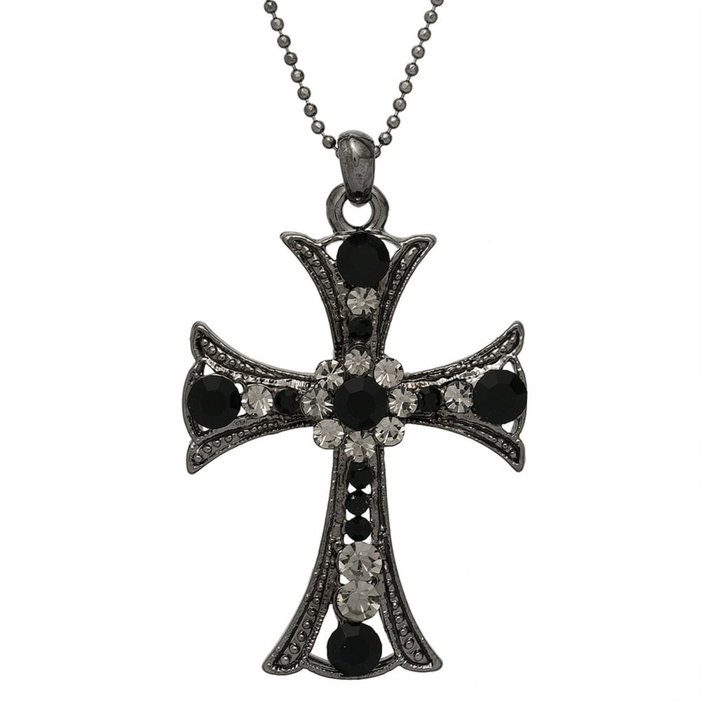 Old Glory Large Gemmed Gothic Cross Necklace