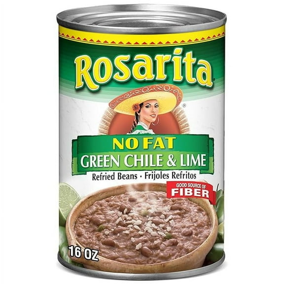 Rosarita No Fat Refried Beans with Green Chile and Lime, 16 oz (Pack of 2)