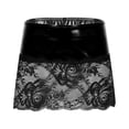 thumbnail image 3 of Minifalda de charol de látex para mujer, falda de cintura baja con retales de encaje transparente, cintura elástica, ropa para discoteca Rave de baile en barra, 3 of 5