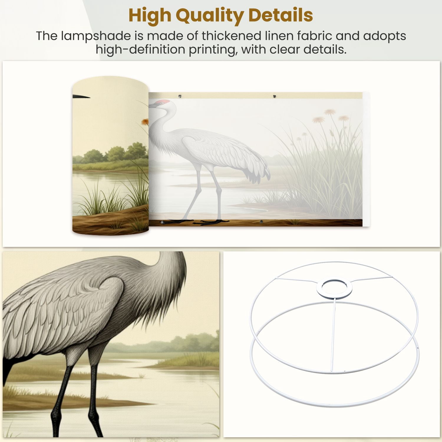 Lampshades 2 Pack Sandhill Crane Standing Serene Wetland Marsh Landscape 13"x13"x10" Light Shade for Table Lamps Floor Lamp Shades Lampshade Replacement Easy Assembly