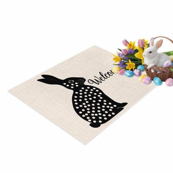 Easter Rabbit Door Mat Bunny Welcome Non Slip Absorbent Entrance Mat Washable Low Profile Indoor Doormat for Front Door Entryway Entry 20"x31"