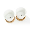 thumbnail image 2 of K-Cliffs 3.5 inch White Oval Ceramic Succulent Plant Pot With Bamboo Tray, Set of 2, 2 of 5