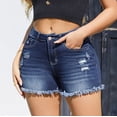 thumbnail image 7 of Hienoo Women's Ripped Fringe Denim Shorts Fashion Mid Rise Pocket Shorts, Sizes S-XXL, 7 of 7