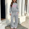 thumbnail image 5 of Tbopshirt Girls Hoodie and Pants Set Hooded Long Sleeve Fleece Lined Warm Solid Color Wide Leg Pants Fall Winter Casual Sport Wear 2-Piece Outfit 5-14 Years, 5 of 6