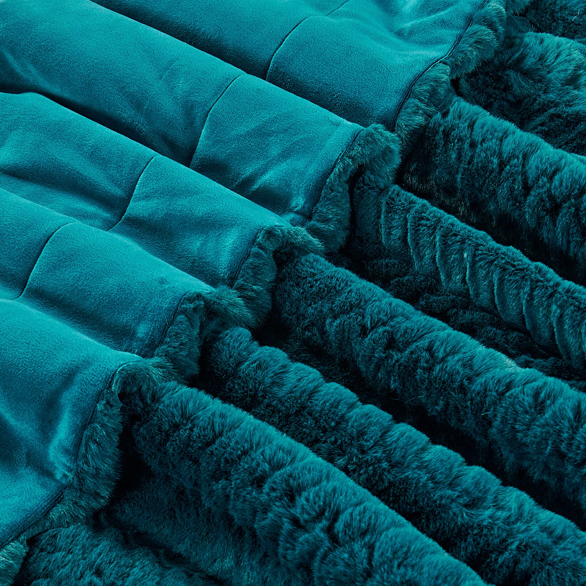 Home Soft Things Tread Pattern Faux Fur Throw Blanket with Micromink Back, Luxury Soft Cozy Plush Fluffy Fuzzy Reversible Thick Warm Throw Blanket, 50x60 inches, Teal