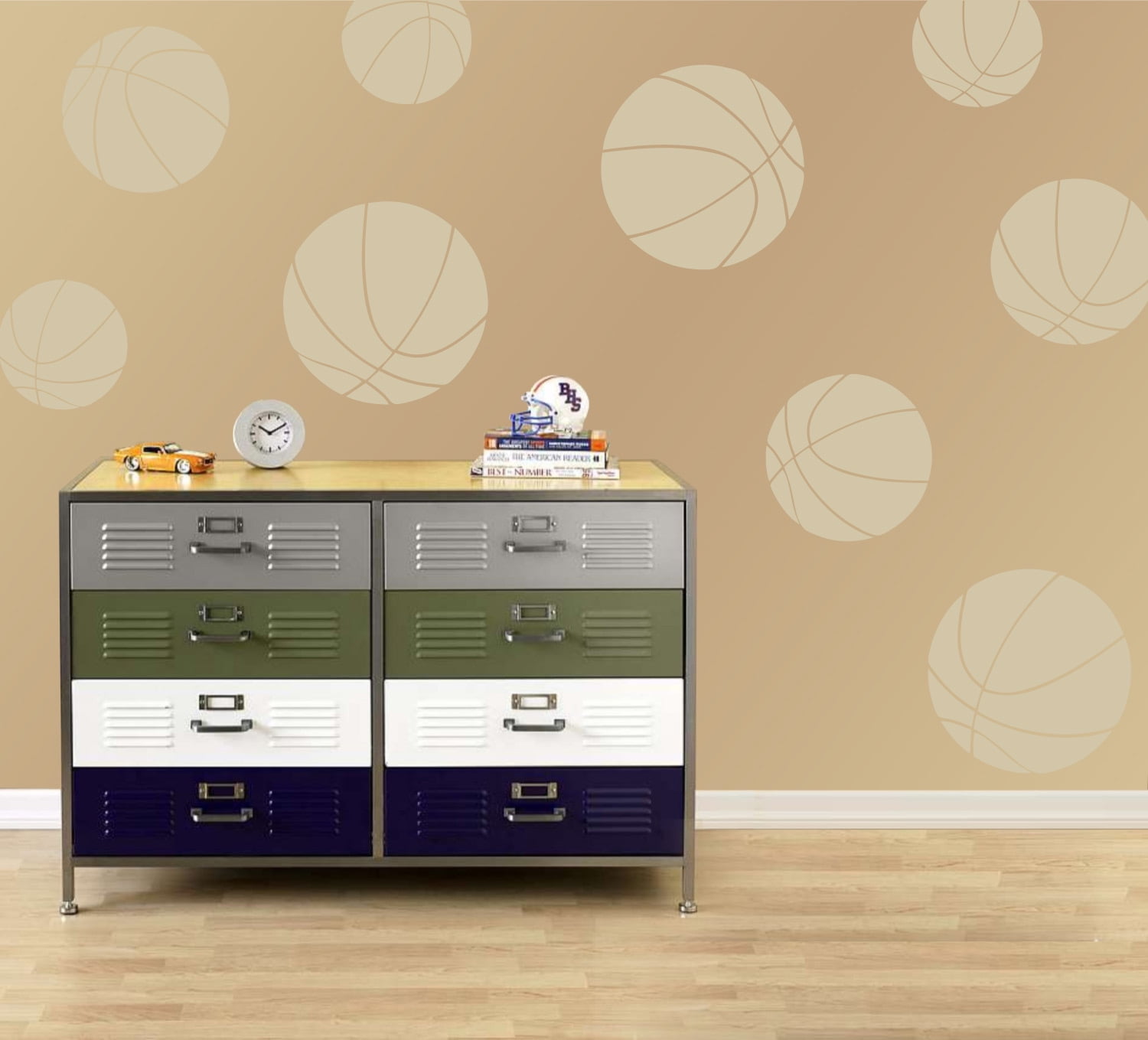 Basketball Kids Room Sports Decor Wall Decal Stickers [Set of 9]