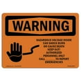 thumbnail image 1 of SignMission OS-WS-A-1218-L-12633 12 x 18 in. OSHA Warning Sign - Hazardous Voltage Inside with Symbol, 1 of 1