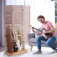 thumbnail image 2 of PERUYQ Folding Guitar Cases Stand, Wooded Multiple Guitar Case Floor Rack for Electric Guitar, Bass, and Acoustic Guitars for Home, Studio, Stage (Borwn), 2 of 8