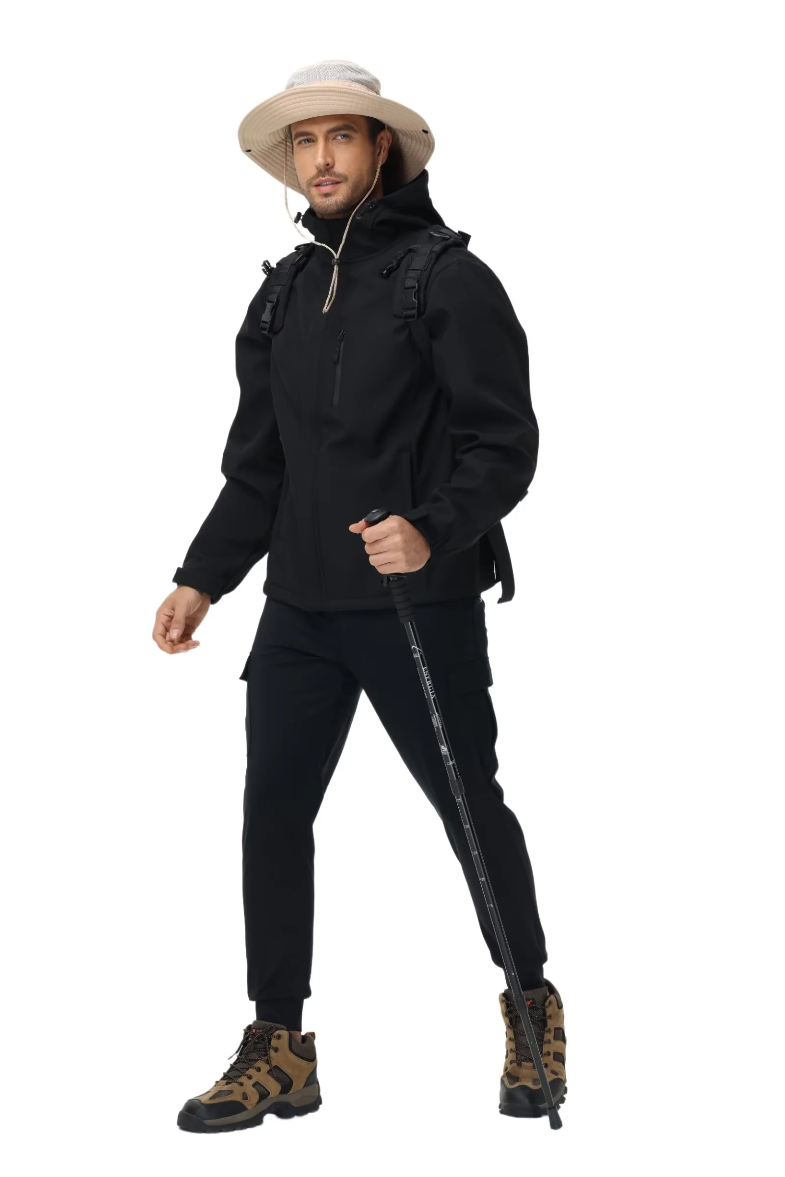 NEIKU Men's Hooded Softshell Jacket, Black photo 7